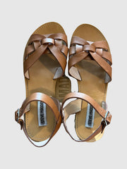 SAAR TAN PU ANKLE STRAP BUCKLE SANDALS - SM REBOOTED
