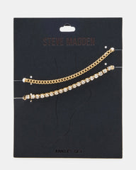 2-PIECE RHINESTONE CHAIN ANKLET SET