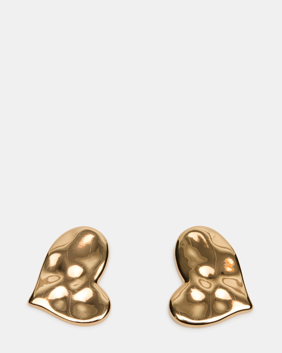 TEXTURED HEART STUD EARRINGS GOLD