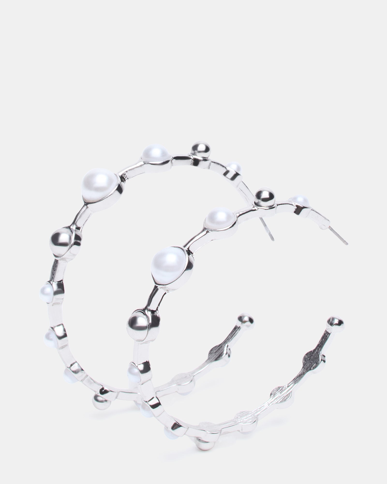 PEARL HOOP EARRINGS SILVER