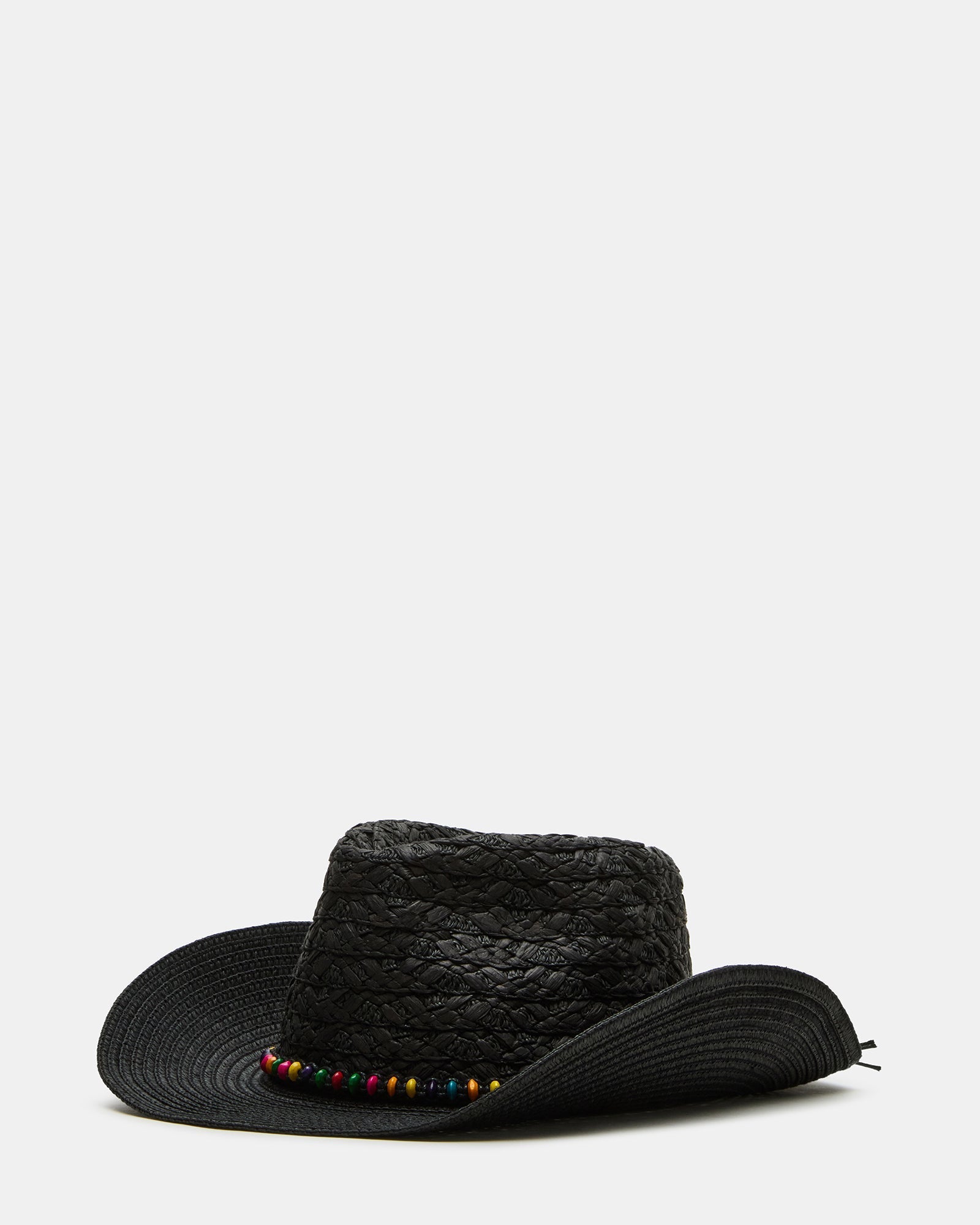BEADED TRIM WESTERN HAT BLACK