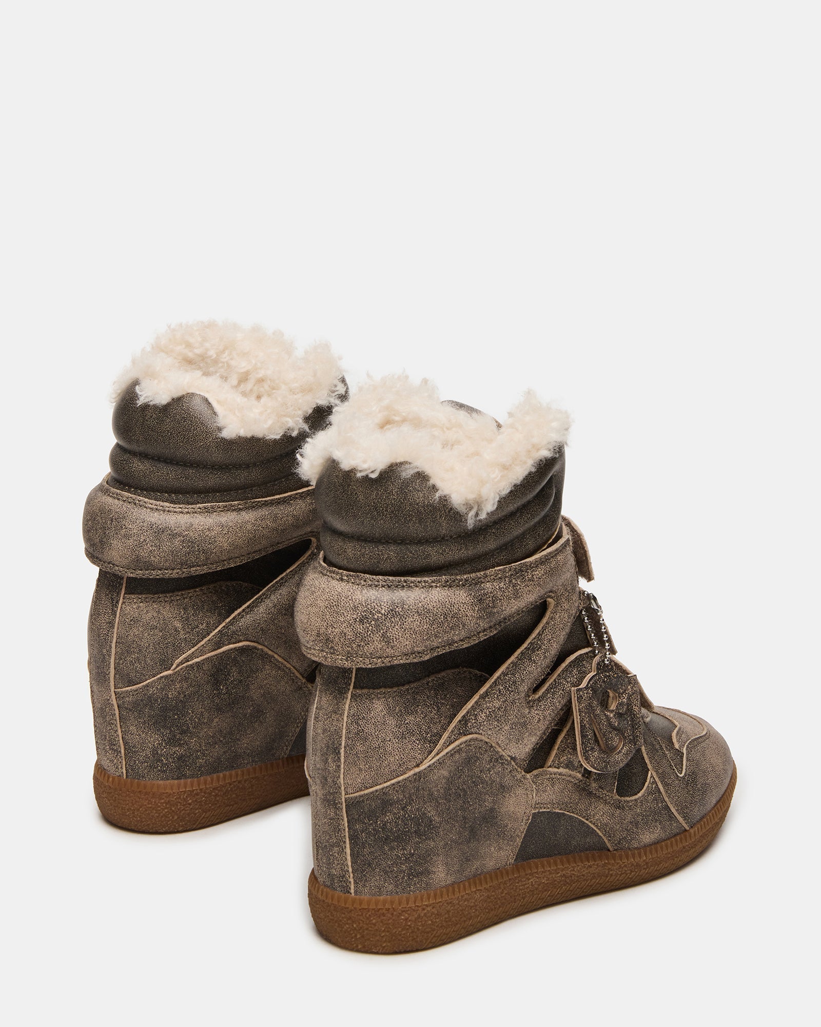 MAVIS FAUX FUR BROWN DISTRESSED
