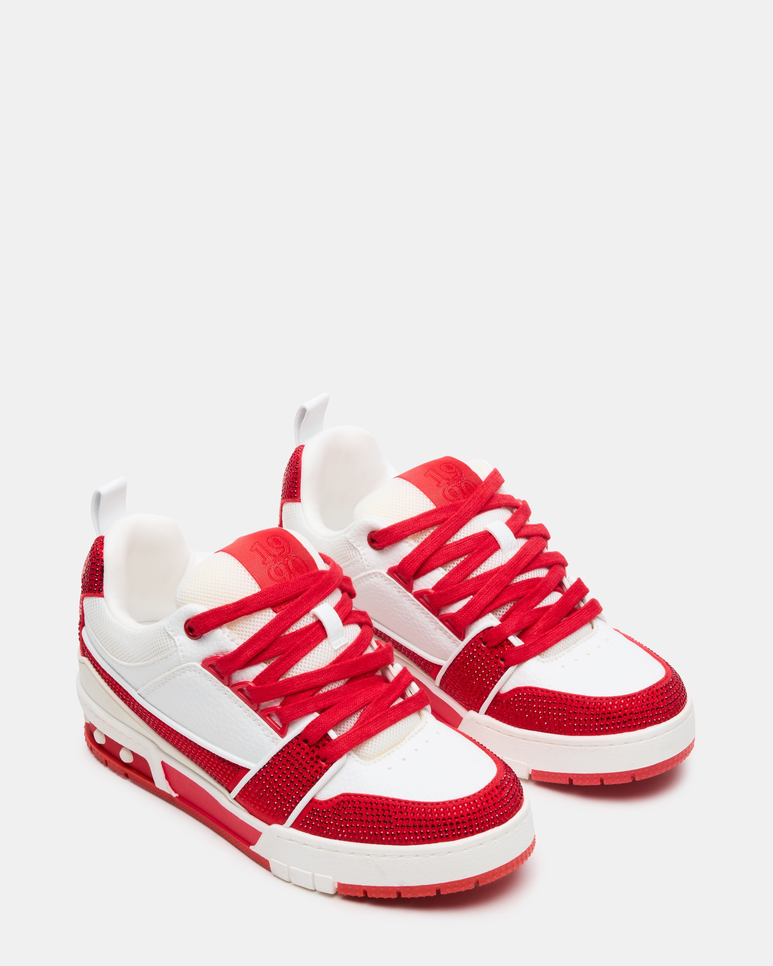 SKATER RED/WHITE RHINESTONES